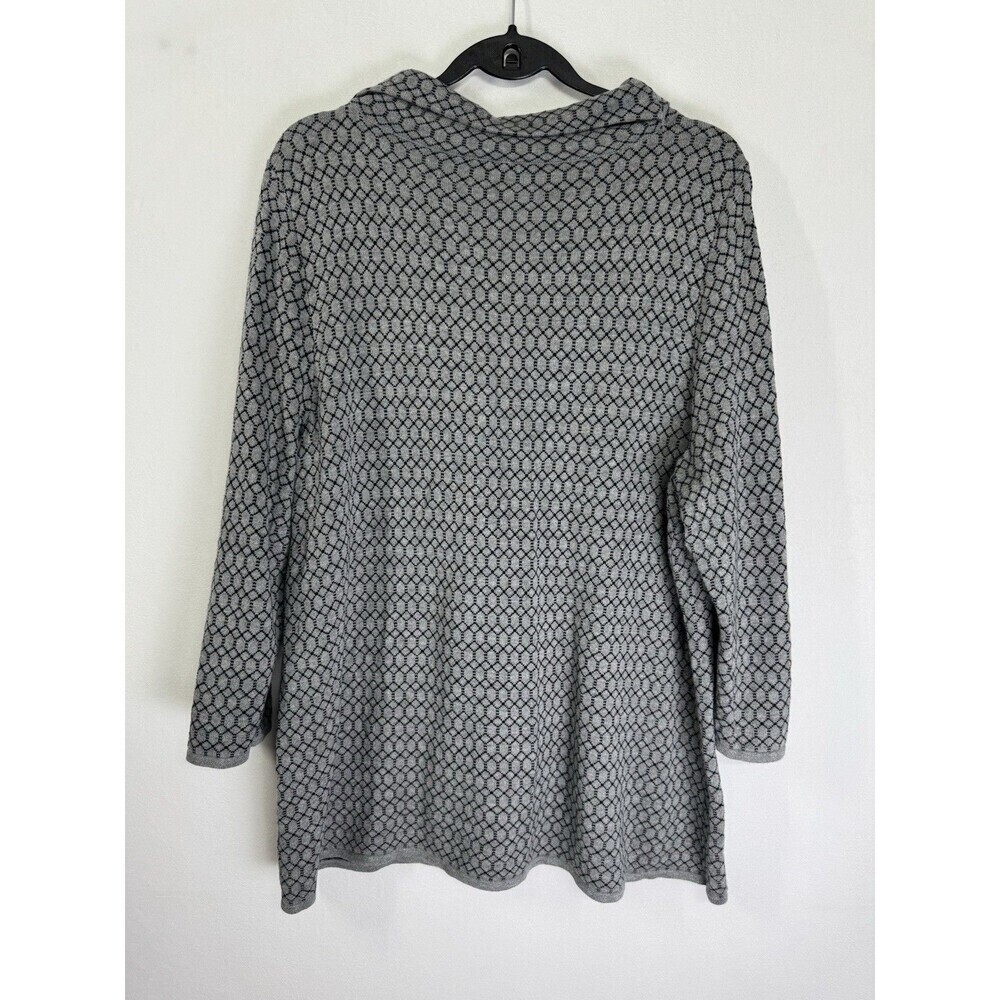Talbots Cowl Neck Sweater Top Size 2X Gray Black Honeycomb Geometric 3/4 Sleeve - Picture 3 of 8